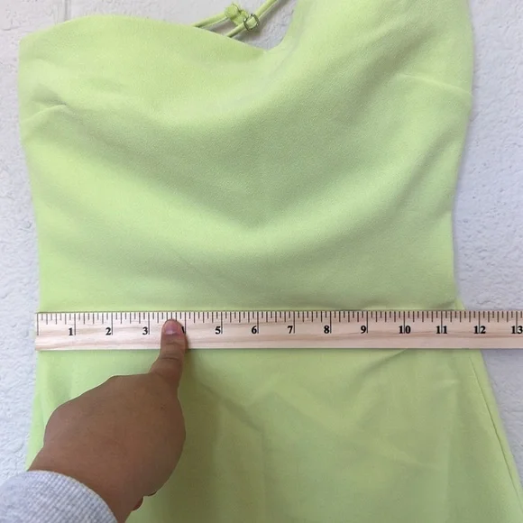 House of CB ‘Alessia’ Lime Feathered Midi Dress NWOT size XS‎ $299 - Picture 14 of 16